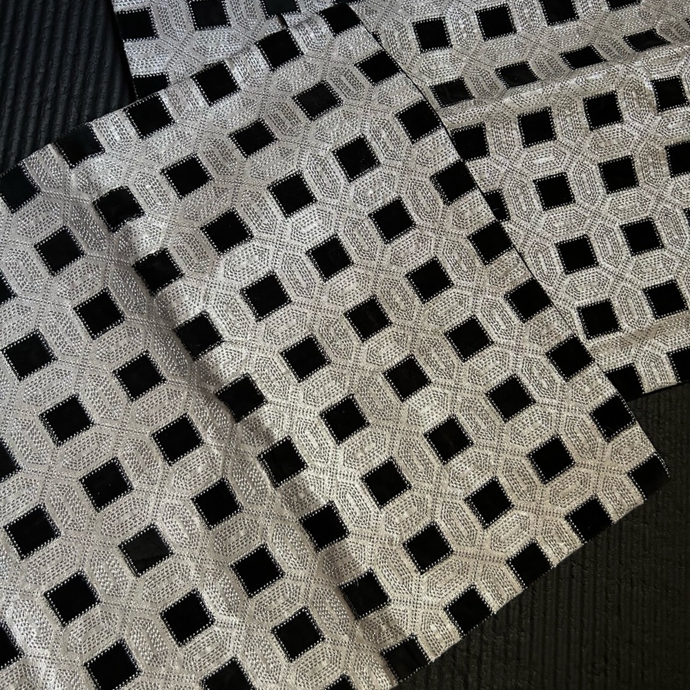 Set/2 Silver metallic/black suede pillow covers